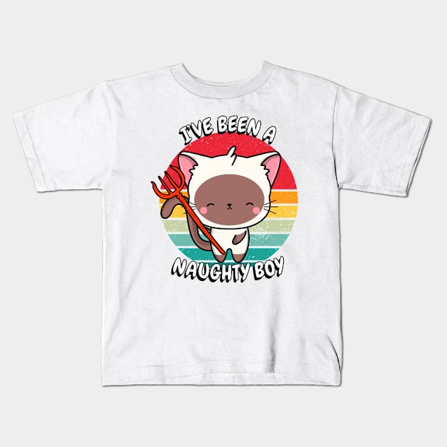 Cute white Cat is a naughty boy Kids T-Shirt by Pet Station